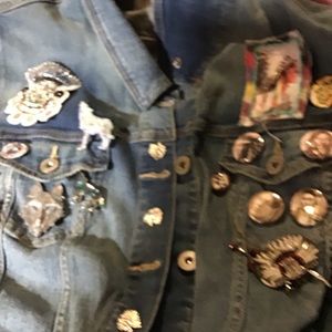 Plus size denim jacket Native American designs